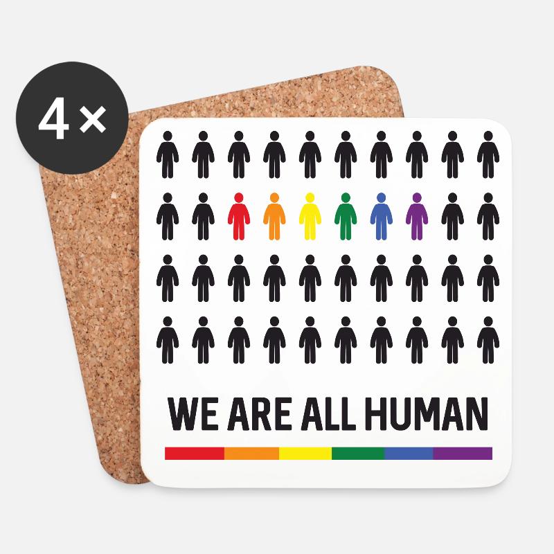 Pride Month LGBTQ - Wir sind alle Menschen - Untersetzer (4er-Set) - Weiß