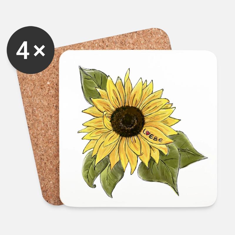 Sonnenblume 🌻 - Untersetzer (4er-Set) - Weiß