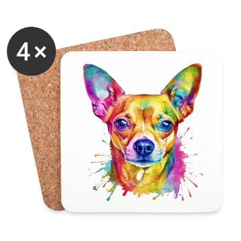 Ein farbenfroher Chihuahua - Untersetzer (4er-Set) - Weiß - Vorne