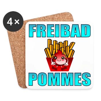 FREIBAD POMMES - SCHWIMMEN - Untersetzer (4er-Set) - Weiß - Vorne