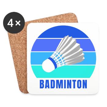 badminton, badminton sport, club de badminton - Dessous de verre (lot de 4) - blanc - Devant