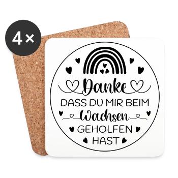 Boho Regenbogen bunt Danke sagen Kita Kindergarten - Untersetzer (4er-Set) - Weiß - Vorne
