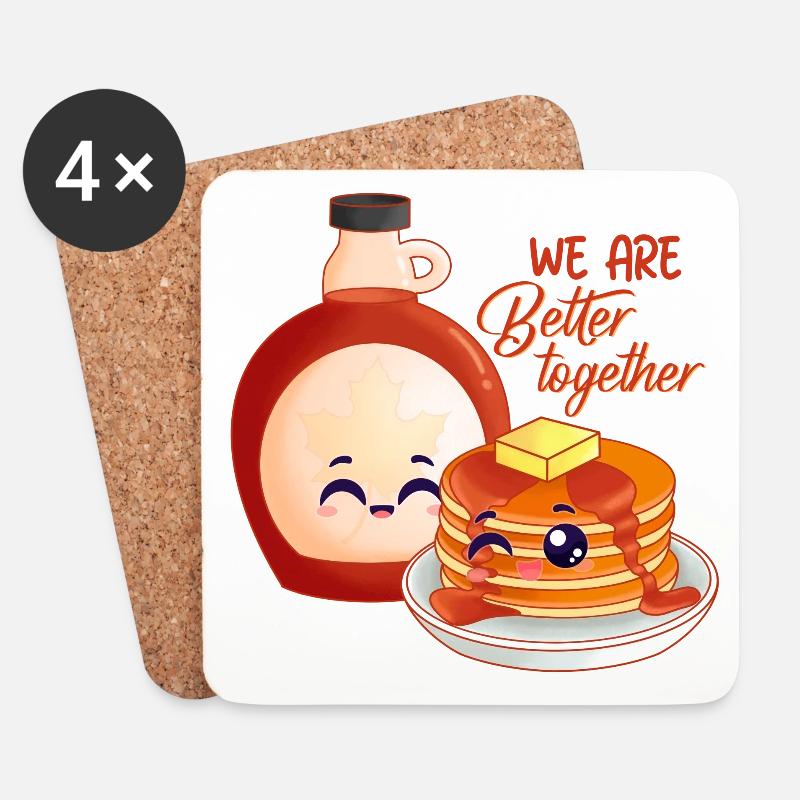 pancake, maple syrup, breakfast - Coasters (set of 4) - white