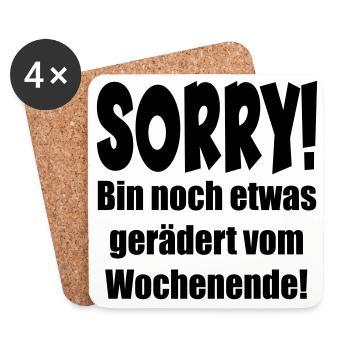 MÜDE - ERSCHÖPFUNG SPRÜCHE WOCHENENDE - ENERGIE - Untersetzer (4er-Set) - Weiß - Vorne