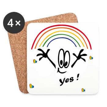 yes, rainbow colors, rainbow - Coasters (set of 4) - white - Front