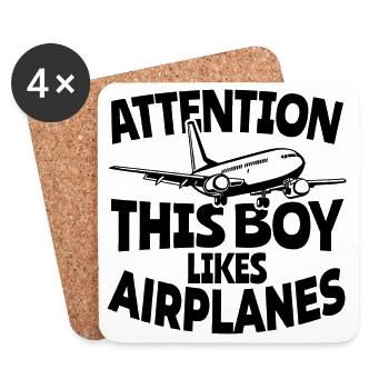 Flugzeug Junge - Untersetzer (4er-Set) - Weiß - Vorne