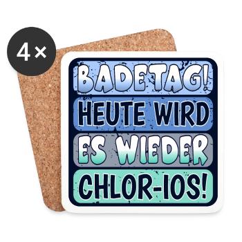 BADEMEISTER SCHWIMMMEISTERIN - SCHWIMMBAD CHLOR - Untersetzer (4er-Set) - Weiß - Vorne