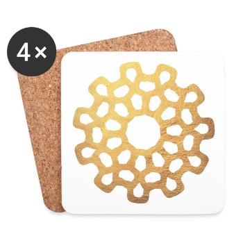 Sun Gold Ornament Yoga Meditation Concentration - Coasters (set of 4) - white - Front
