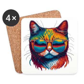 Cool Cat - Untersetzer (4er-Set) - Weiß - Vorne