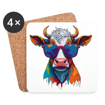 vache fraîche - Dessous de verre (lot de 4) - blanc - Devant