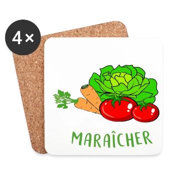 Maraicher - Dessous de verre (lot de 4) - blanc - Devant