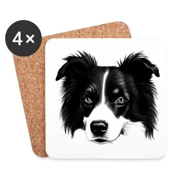 Border Collie Irischer Hütehund - Untersetzer (4er-Set) - Weiß - Vorne