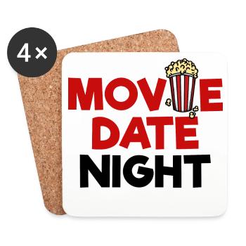 Films Popcorn Déclaration Soirée cinéma Cinéma Films de nuit - Dessous de verre (lot de 4) - blanc - Devant