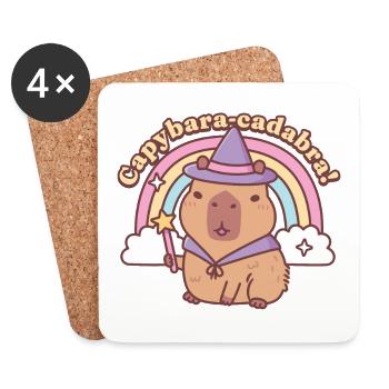 Mignon Capybara Magic Capybaracadabra Drôle - Dessous de verre (lot de 4) - blanc - Devant