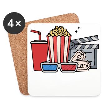 Cineast Movies Movies Cinema Movie Night Movie Night - Dessous de verre (lot de 4) - blanc - Devant
