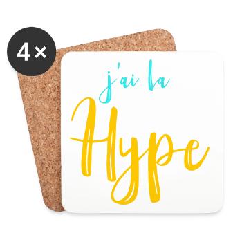 J'ailahype - blue yellow lettering - Coasters (set of 4) - white - Front