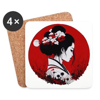 japanese girl - Coasters (set of 4) - white - Front