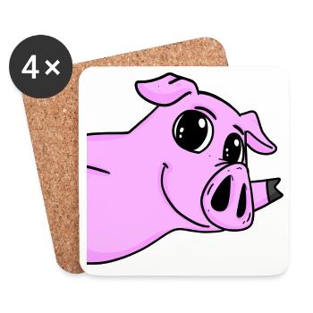 Schwein Gruß Begrüßung - Untersetzer (4er-Set) - Weiß - Vorne