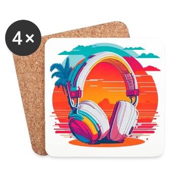 Casque des années 80 - Dessous de verre (lot de 4) - blanc - Devant