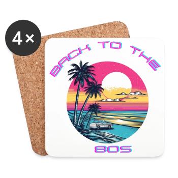 Retro Sunset Beach Design - Coasters (set of 4) - white - Front