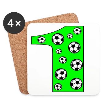 Zahl 1 - NUMMER EINS - FUSSBALL - Untersetzer (4er-Set) - Weiß - Vorne