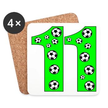 Number 11 - Number ELF FOOTBALL - 11th Birthday - Coasters (set of 4) - white - Front