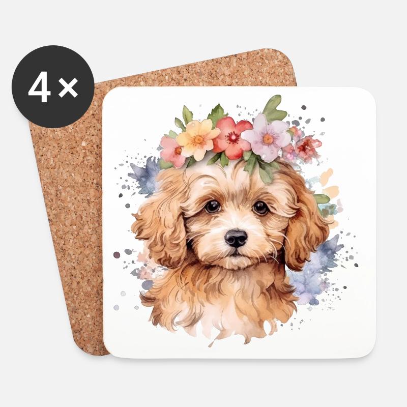 Cockapoo puppy - Coasters (set of 4) - white