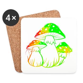 Champignons fluos - Dessous de verre (lot de 4) - blanc - Devant