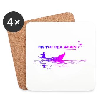 On the sea again .. sketch art boat lovers - Coasters (set of 4) - white - Front