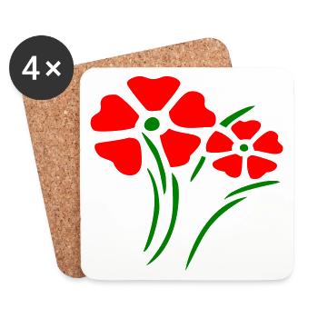 Frühling, Blumen, Garten, Flowers - Untersetzer (4er-Set) - Weiß - Vorne