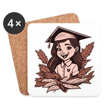High school diploma, graduation, graduation - Coasters (set of 4) - white - Front