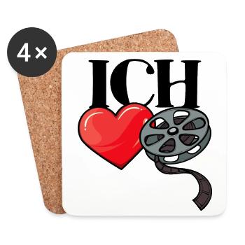 Herz Statement Ich Liebe Movies Kino Filme Serien - Untersetzer (4er-Set) - Weiß - Vorne