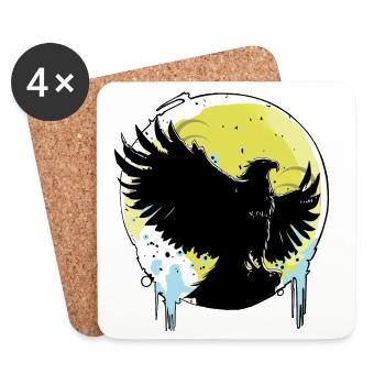 Adler vor Vollmond - Untersetzer (4er-Set) - Weiß - Vorne
