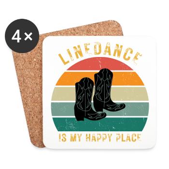 Perfect gift: "Linedance is my Happy Place" - Coasters (set of 4) - white - Front