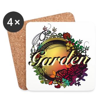 colorful garden in Art Nouveau glass window optics - Coasters (set of 4) - white - Front