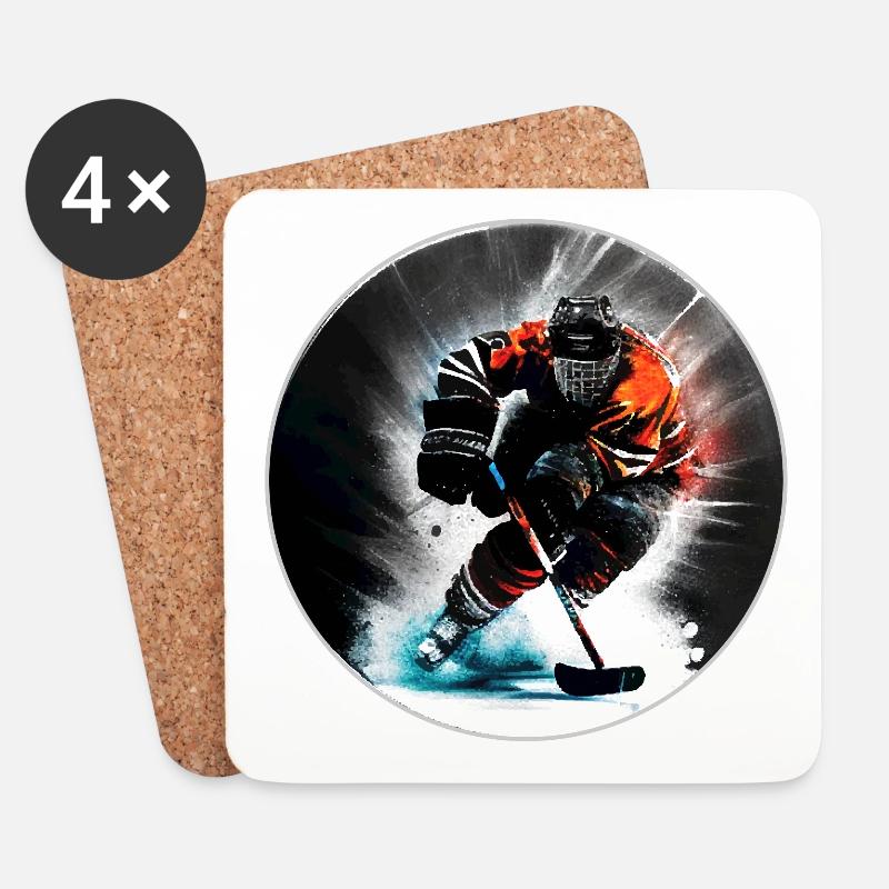 Eishockey - Untersetzer (4er-Set) - Weiß