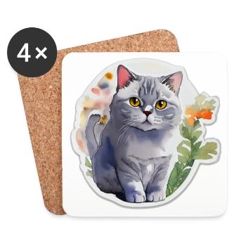 British Shorthair - Coasters (set of 4) - white - Front