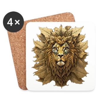 Autumn Leaf Lion Portrait - Coasters (set of 4) - white - Front