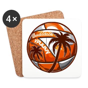 Volley-ball de plage avec palmiers - Dessous de verre (lot de 4) - blanc - Devant