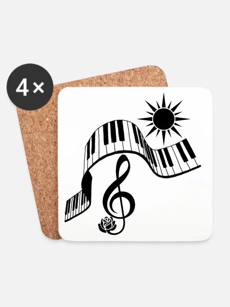 Musikalische Landschaft - Untersetzer (4er-Set) - Weiß