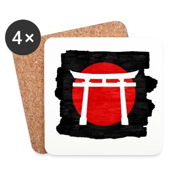 Weißes Torii-Tor auf der Roten Sonne: Heiter und symbolisch - Untersetzer (4er-Set) - Weiß - Vorne