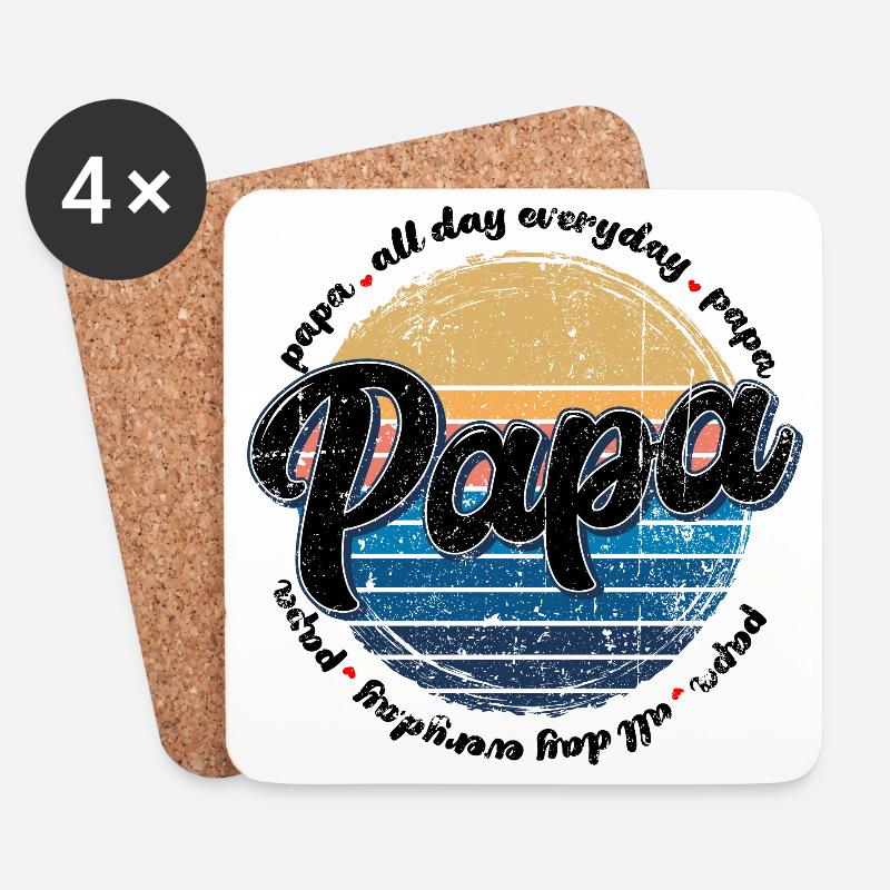 Papa Retro Sunset Script - Coasters (set of 4) - white