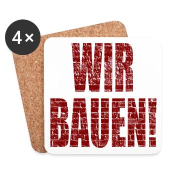 Bauziegelsteine Muster - HAUSBAU WIR BAUEN - Untersetzer (4er-Set) - Weiß - Vorne