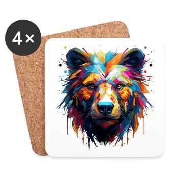 Animal à pouvoir d’ours - Dessous de verre (lot de 4) - blanc - Devant
