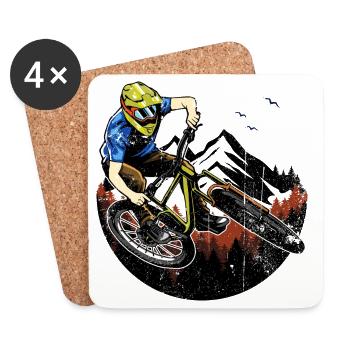 Peak Rider Mountainbike Action - Untersetzer (4er-Set) - Weiß - Vorne