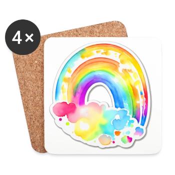 Arc-en-ciel - Dessous de verre (lot de 4) - blanc - Devant