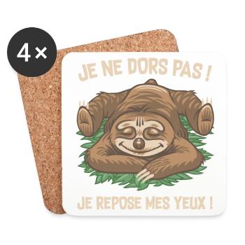 je ne dors pas ! - Dessous de verre (lot de 4) - blanc - Devant