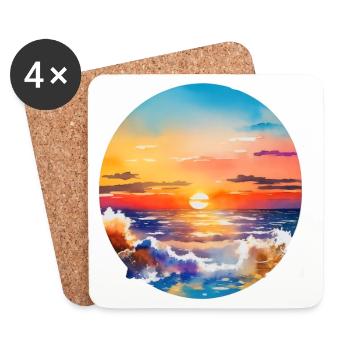Sonnenuntergang über dem Meer - Untersetzer (4er-Set) - Weiß - Vorne