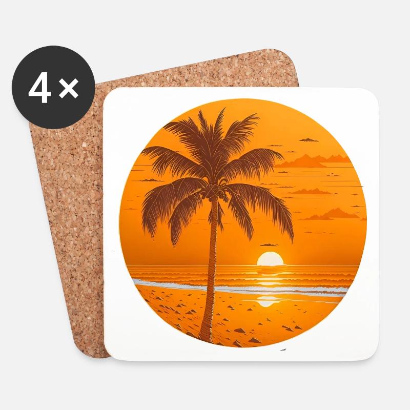Sonnenuntergang - Untersetzer (4er-Set) - Weiß