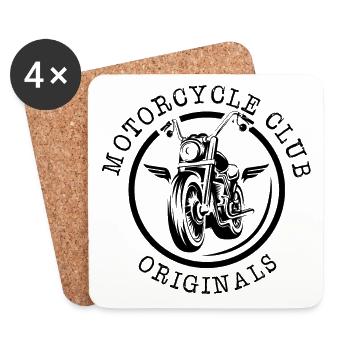 Symbole de l’emblème Motorcycle Club Custom Garage Chopper - Dessous de verre (lot de 4) - blanc - Devant